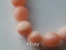 Beautiful! 14k Angel Skin Coral 5mm Small Bead Necklace 20 17.8g