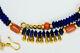 Beautiful Ancient Coral Necklace Features Gold 925 Silver Lapis Lazuli Beads 17