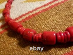 Beautiful Dtr Jay King Signed Big Chunky Red Bamboo Coral & Sterling Necklace