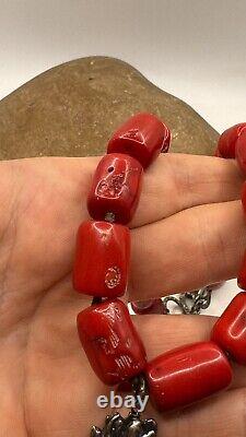 Beautiful Love Heals Natural Red Sea Bamboo Chunky Coral Beads Necklace Pedant