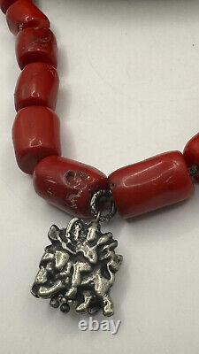 Beautiful Love Heals Natural Red Sea Bamboo Chunky Coral Beads Necklace Pedant