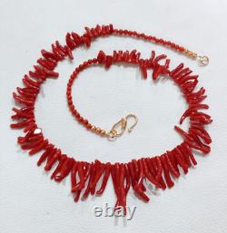 Beautiful Red Coral Branch-Beaded Necklace 100% Natural Coral Handmade Necklace
