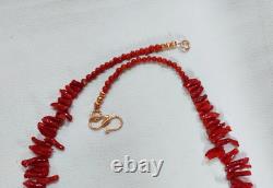 Beautiful Red Coral Branch-Beaded Necklace 100% Natural Coral Handmade Necklace