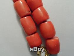 Beautiful original Salmon Vintage Carved Natural Coral Beads Necklace 246 gr