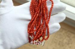 Beautiful original antique Coral Beads Natural Undyed Ukrainian Necklace 40 gr
