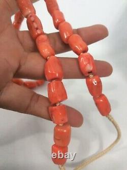 Beautiful vintage salmon Coral Undyed Beads necklace 154.5 G