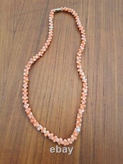 Beautiful vintage salmon angel skin coral Dumbbell Shape Bead Necklace