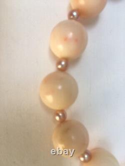 Blush (Angel Skin) Coral Bead 18 Necklace from the 1960s