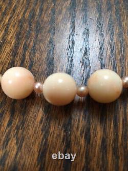Blush (Angel Skin) Coral Bead 18 Necklace from the 1960s