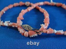 Branch Coral Bead Choker Necklace 14kt Gold clasp