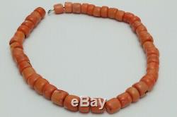 Brilliant Natural Coral Hand Carved Organic Round Authentic 100% Necklace Beads