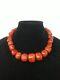 Chunky! 18 Red Sponge Coral Necklace Graduated Beads Sterling Silver 925