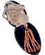 Carved Clear Rock Crystal Beads Pendant Genuine Coral Tassel Necklace Cut Steel