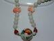 Carved Coral Year Ox Rabbit Cloisonne Carnelian Bead Strand 31 Necklace