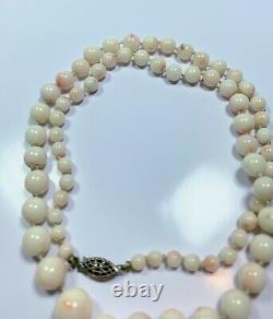 Chinese Vintage White Coral Bead Necklace