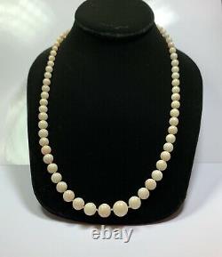 Chinese Vintage White Coral Bead Necklace