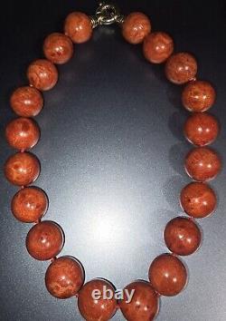 Chunky 18 Authentic Sponge Coral Beaded Necklace withSterling Silver Findings