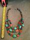 Chunky Lucas Lameth Luc Turquoise Coral Sterling Silver 925 Bead Necklace