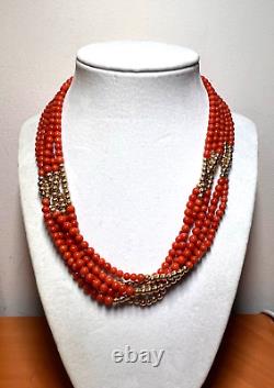 Coral Bead Gold Necklace