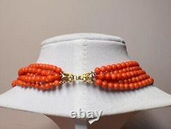 Coral Bead Gold Necklace