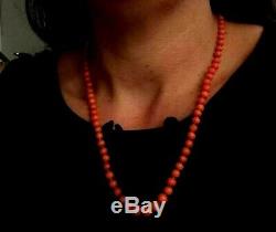 Coral Bead Necklace Victorian Re strung Gold Clasp