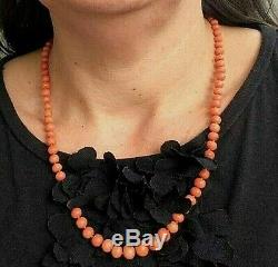 Coral Bead Necklace Victorian Re strung Gold Clasp