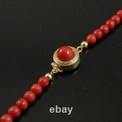 Coral Bead Necklace with Gold plated Clasp