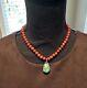 Coral Bead & Turquoise Nugget Sterling Findings Necklace 16.5