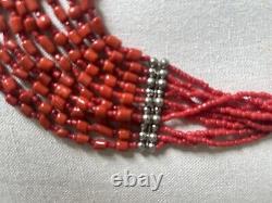 Coral Beads Necklace Vintage Made By Hand Ecuadorian