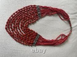 Coral Beads Necklace Vintage Made By Hand Ecuadorian