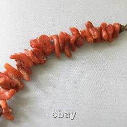 Coral Branch Necklace Vintage Genuine Coral Natural Beaded Red Older 18 Branch