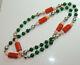 Coral Green Jade Onyx Large Silver Pearls Chunky Bead 36 Necklace Cn 33