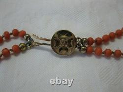 Coral Necklace Antique Victorian 14K Gold Graduated Beads c1880 Wedding Jewelry