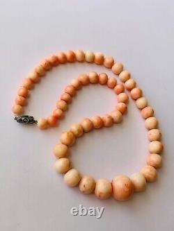 Coral Necklace Beads Vintage Handmade Women Europe 59gr Natural Jewelry Fashion