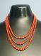 Coral Necklace Natural Red Salmon 3 Strands 835 Silver Amef Bead Vintage