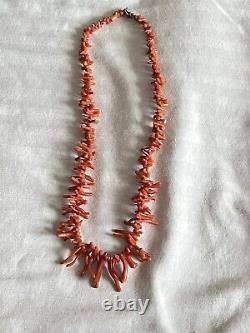 Coral Necklace VTG Red Mediterranean Branch Beaded Genuine Collar Natural Rare