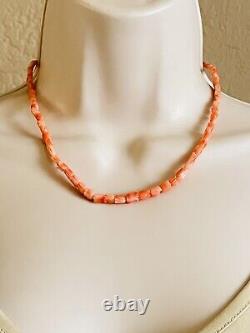 Coral VTG Necklace pink beaded carved rose natural Beads Genuine Choker Collar