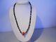 Coral Barrel / Donut Tourmaline Beads Necklace/silver Clasp