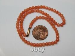 Dainty Pink Coral 4mm Bead Strand Childs Choker 14 9c Gold Necklace 7.3g 11b135