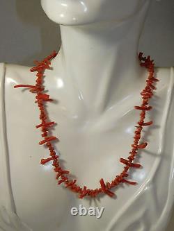 Dainty Vintage Natural Salmon Branch Coral Bead 14.5 Necklace 13 g 6d 81