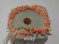 Dainty Vintage Pink Branch Coral Graduated Bead Strand 22 Necklace 5g 58