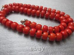 Dandy Italy Jewelry Old Handmade Authentic Huge Round Carved Coral Necklace