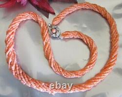 Deceased Estate Jewellery Ten Strand Twisted Light Pink Coral Necklace (#00197)