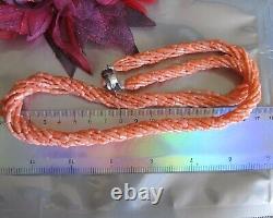 Deceased Estate Jewellery Ten Strand Twisted Light Pink Coral Necklace (#00197)