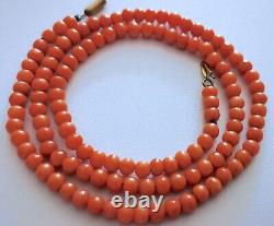 +Delicate Old Antique Estate Victorian Natural Salmon Coral Necklace, 17 long