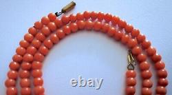 Delicate Old Antique Estate Victorian Natural Salmon Coral Necklace, 17 long