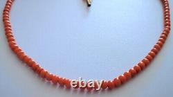 Delicate Old Antique Estate Victorian Natural Salmon Coral Necklace, 17 long