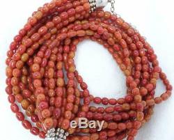 Desert Rose Trading Jay King Red Coral Bead Multi-Strand Sterling Necklace 159g