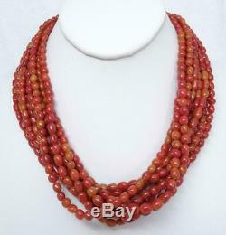 Desert Rose Trading Jay King Red Coral Bead Multi-Strand Sterling Necklace 159g