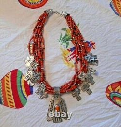 Don Lucas Necklace Sterling Spiny Coral Trade Beads 8 Strand 24 10oz 285Gr RARE